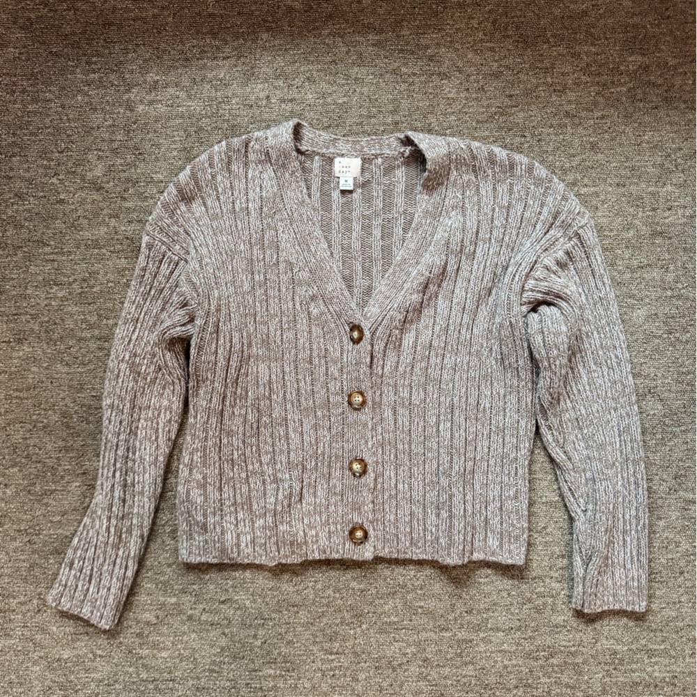 a new day Tan Ribbed Cardigan